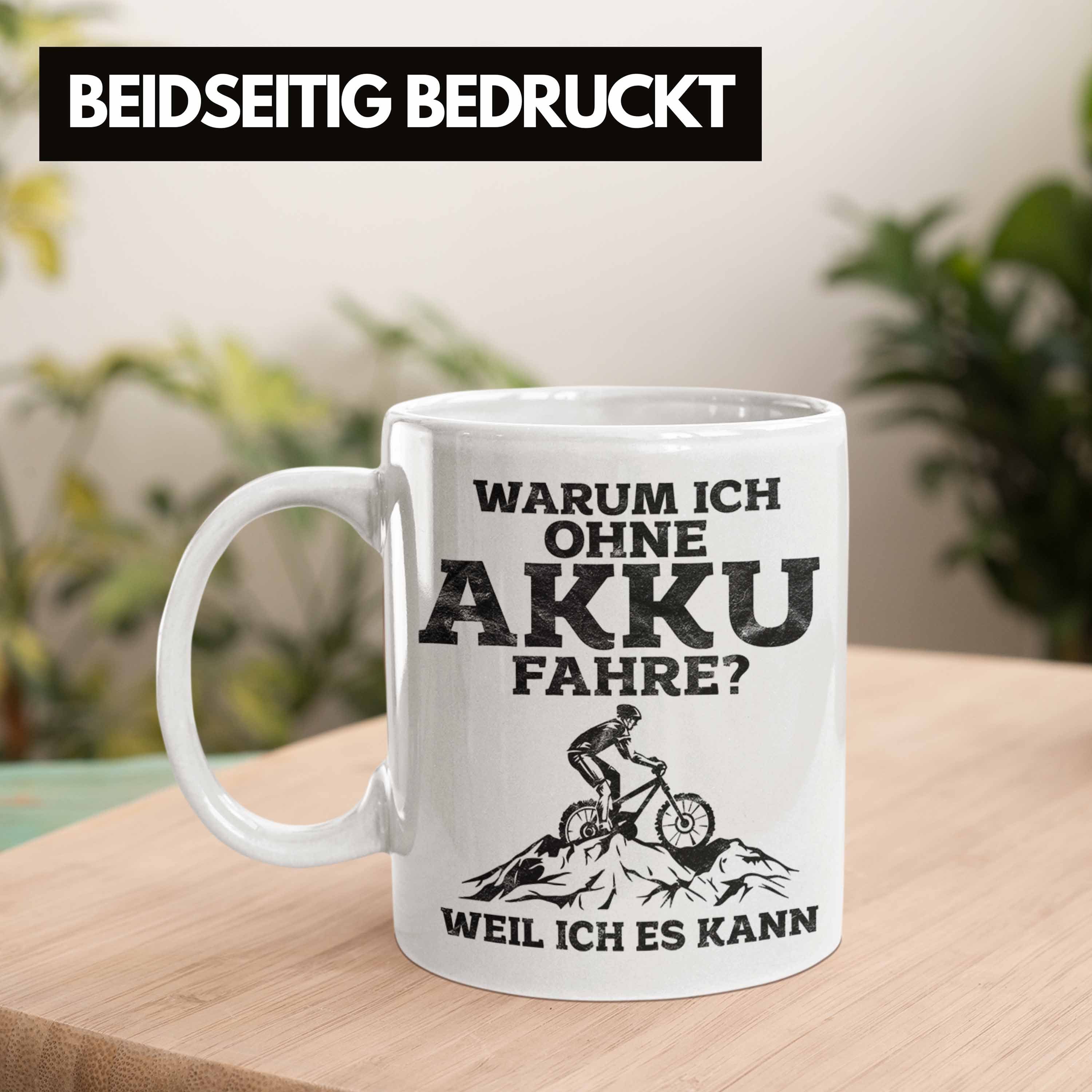 Trendation Tasse Anti-E-Bike Tasse Radfahrer Spruch Lustige Geschenkidee Weiss