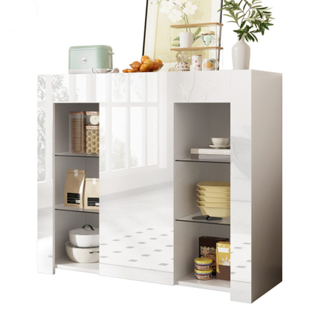 XDeer Buffet Modernes Buffet mit Hochglanz-Front, Kompakte Küchenschrank stilvolle Aufbewahrungslösung für Wohnzimmer – 95x35x83 cm