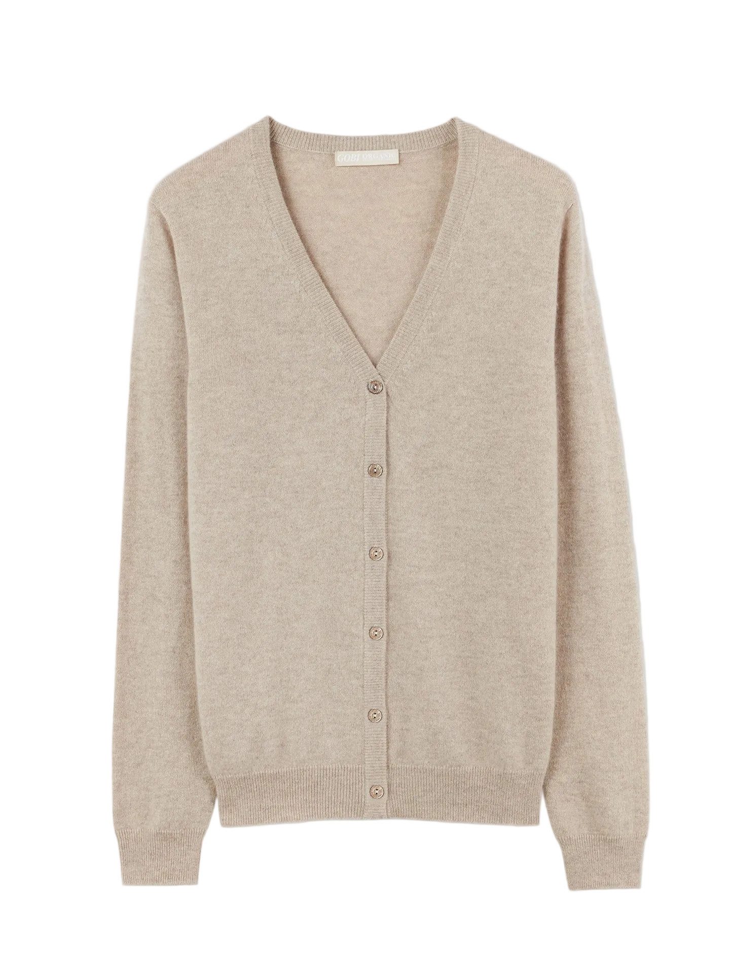 GOBI Cashmere Cardigan Naturfarbe V-Ausschnitt Kaschmirstrickjacke