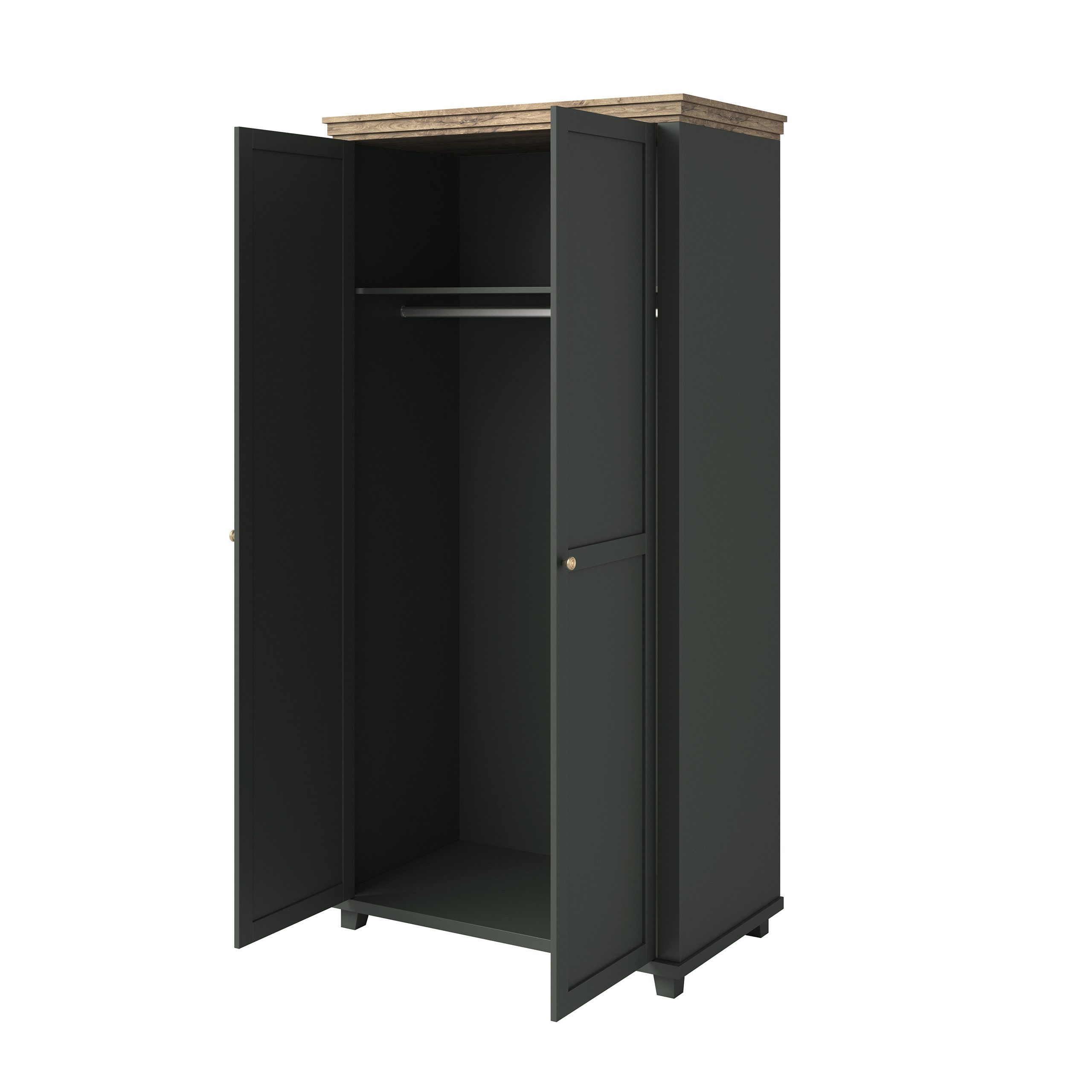 Masseno Drehtürenschrank EVOLETTA 108 cm Kleiderschrank 2 Türen Schlafzimmerschrank Grün