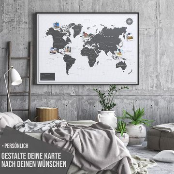 VACENTURES Wanddekoobjekt Produkte Die magnetische Weltkarte "Weiss" - inkl. Magnet Pins