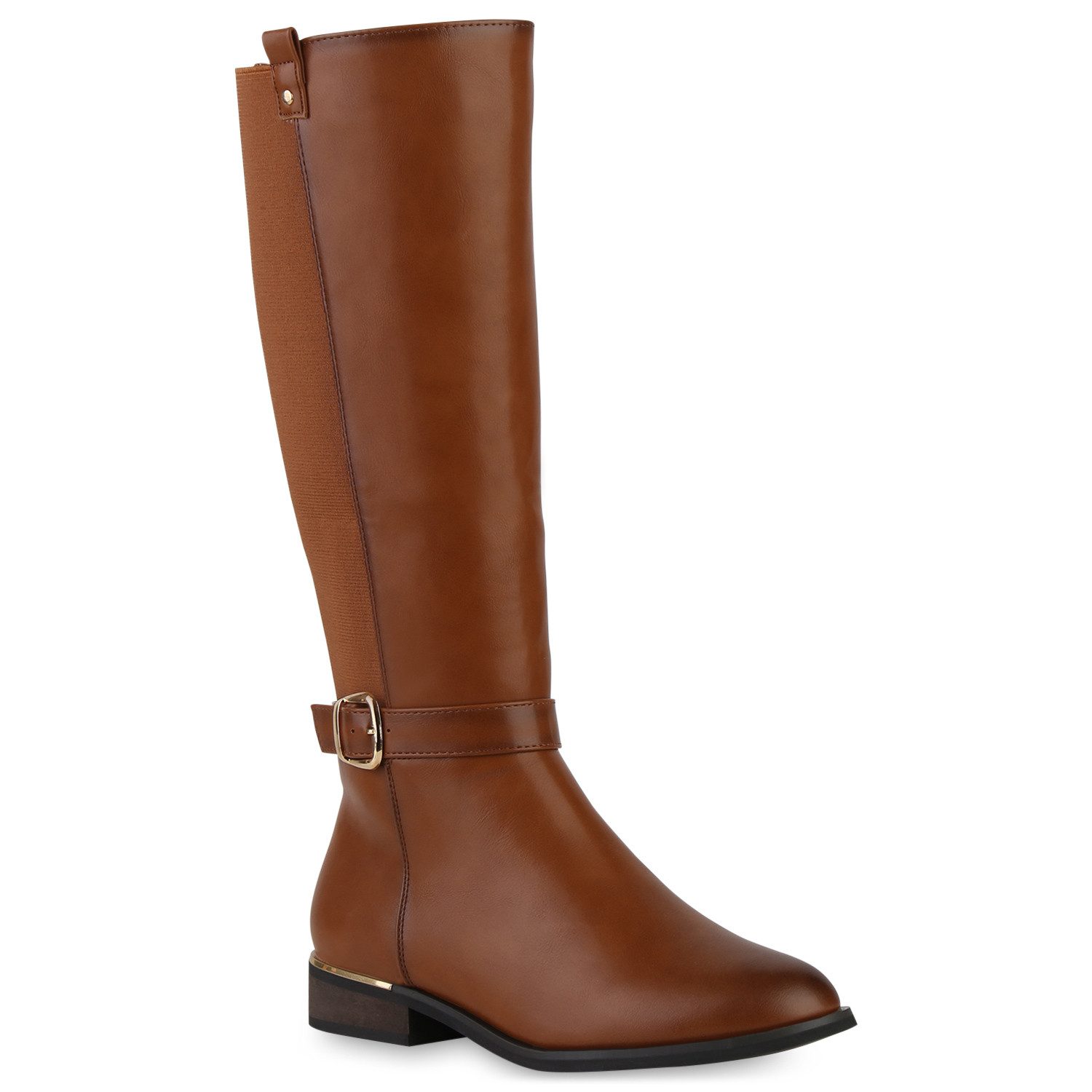 VAN HILL 21309841 KY SU762 Damen Stiefel Camel 41 Stiefel Damen Leicht Gefütterte Reiterstiefel Schnallen Freizeit