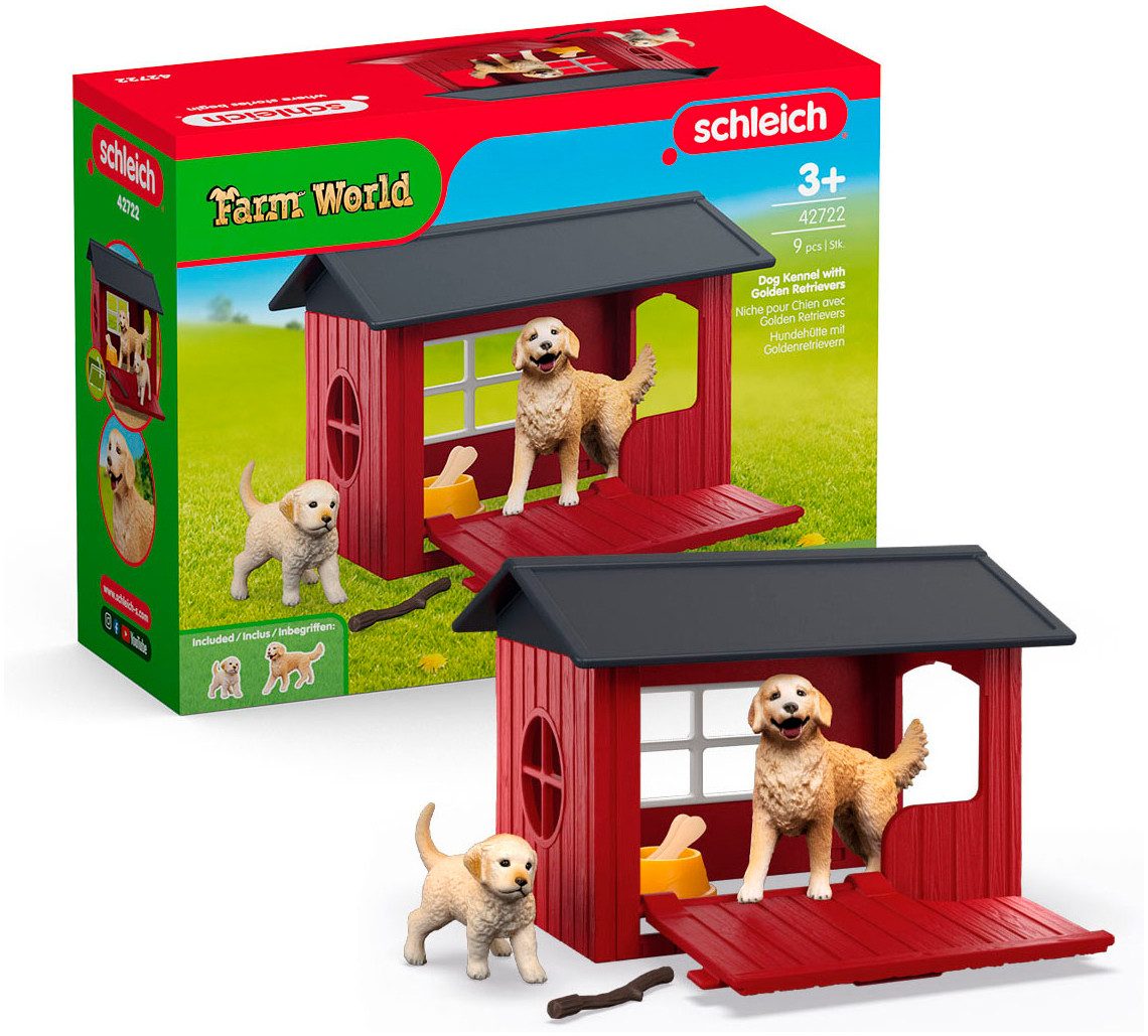 Schleich® Spielwelt FARM WORLD, Hundehütte mit Goldenretrievern (42722)