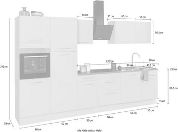 wiho Küchen Küchenzeile Ela, Breite 340 cm, Soft-Close-Funktion, höhenverstellbare Füße