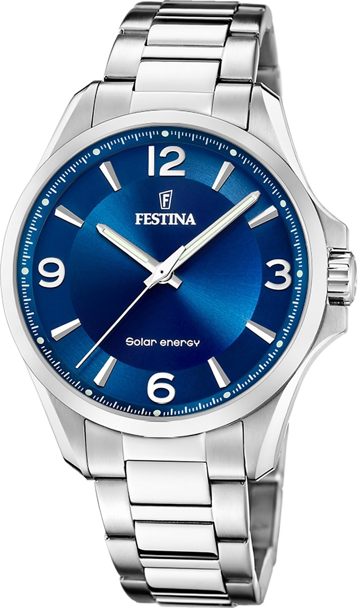 Festina Solaruhr Festina Herrenuhr Edelstahl silber, (Solaruhr), Herren Solaruhr rund, Edelstahlarmband silber, Luxus