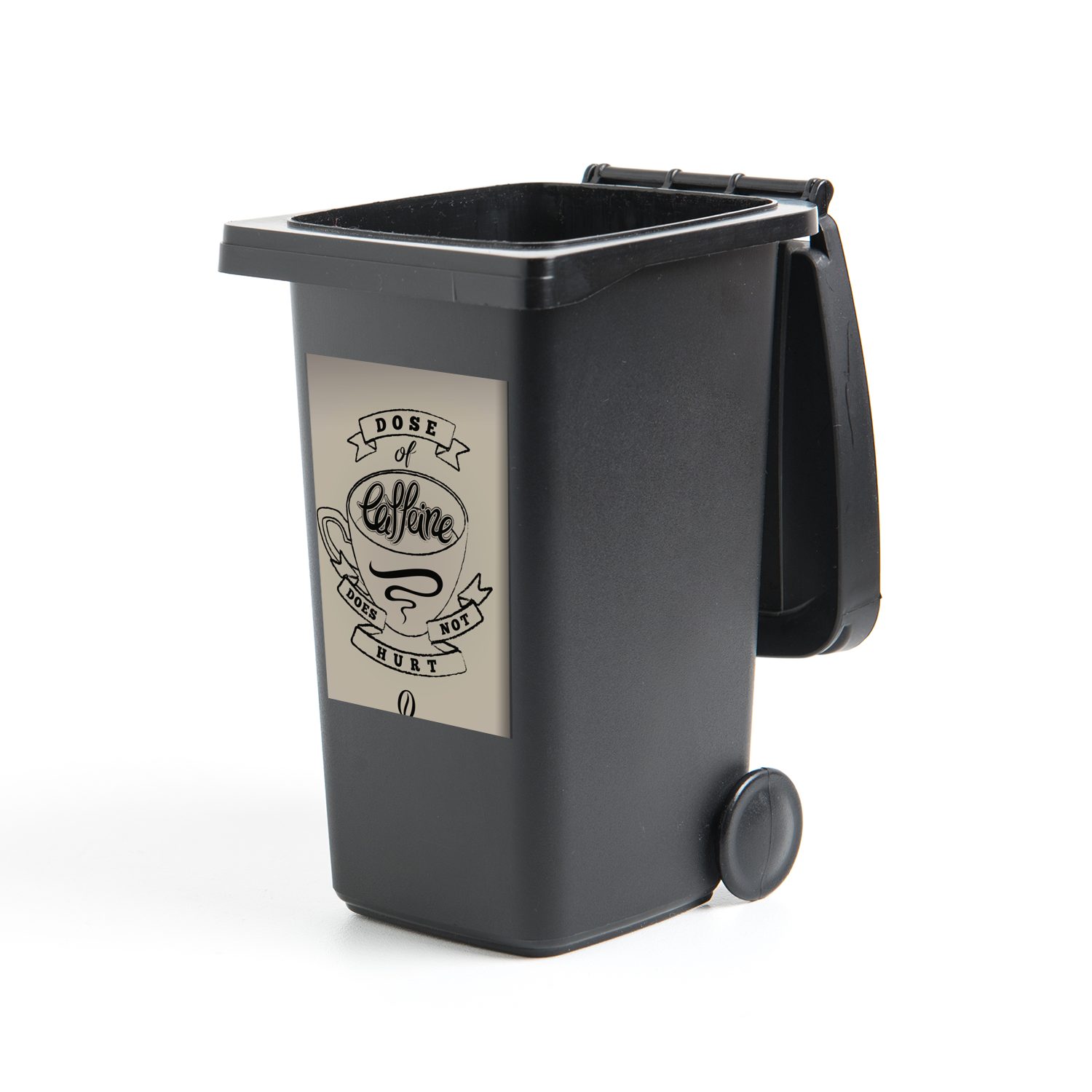MuchoWow Wandsticker Kaffee - Sprichwörter - Vintage - Eine Dosis Koffein tut nicht weh - (1 St), Mülleimer-aufkleber, Mülltonne, Sticker, Container, Abfalbehälter | Wandtattoos