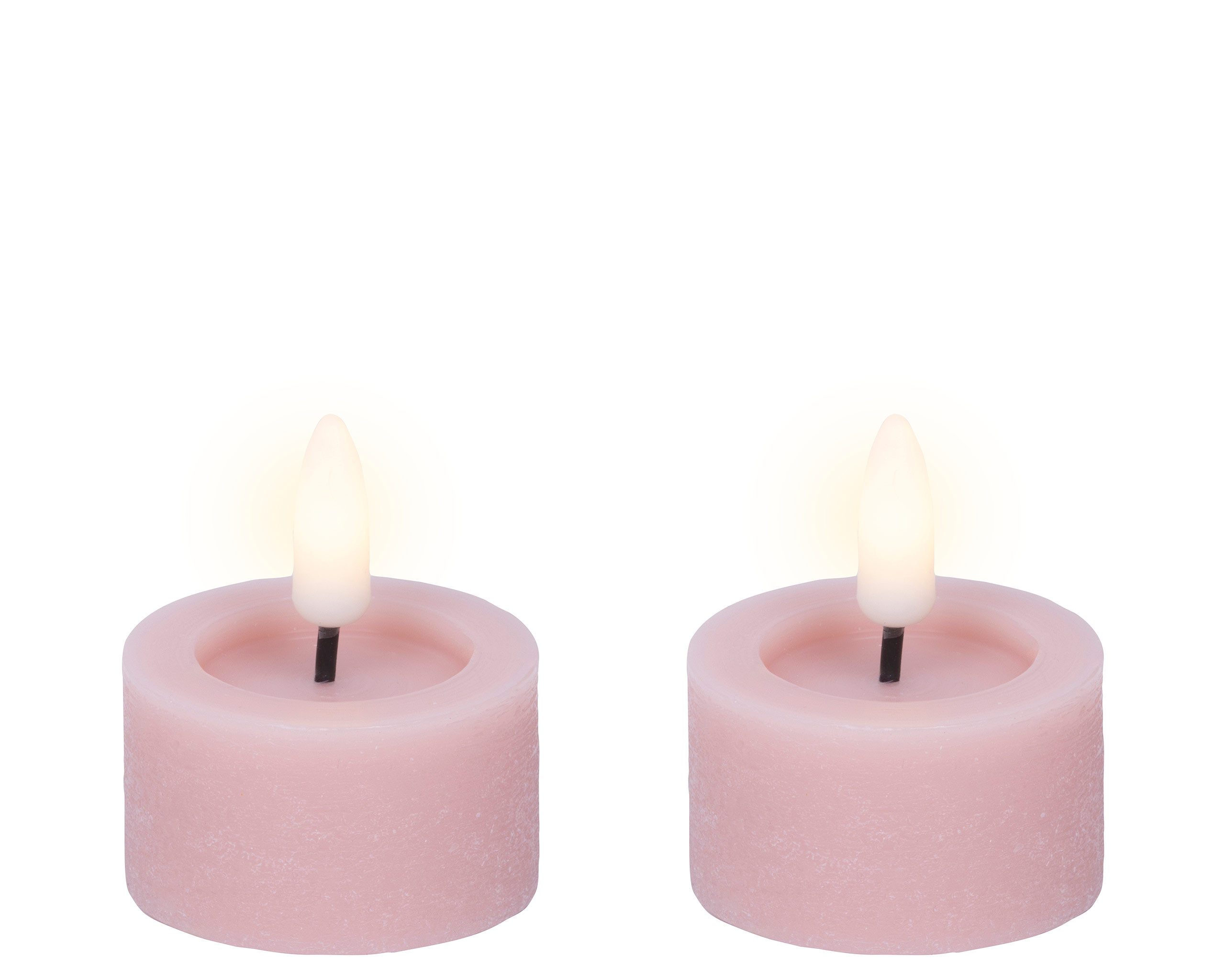 Lumineo LED-Kerze, LED Teelichter mit Timer 4,4x5cm Wachs Rosa / Warmweiß 2 günstig online kaufen