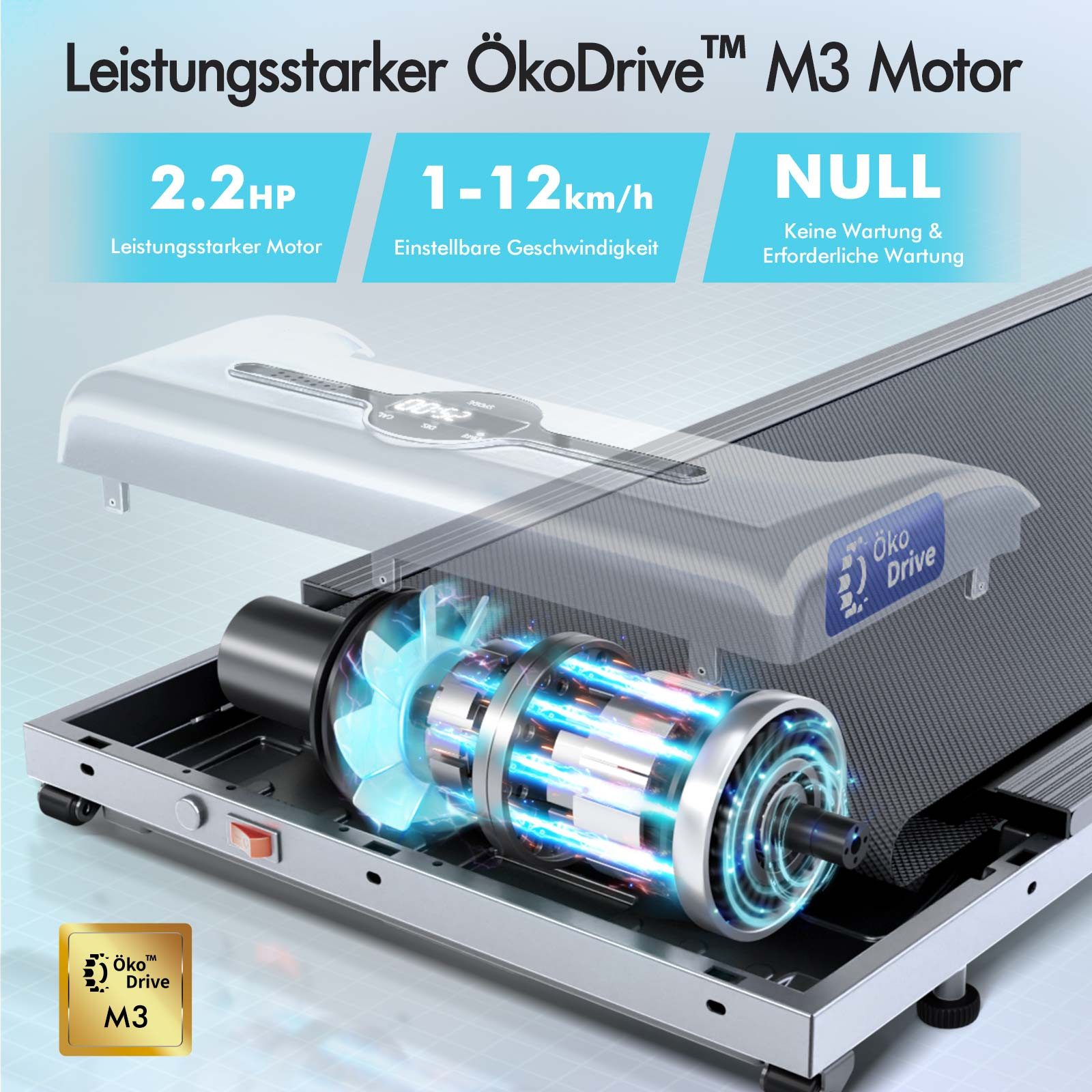 BLACK LORD Laufband für Zuhause, Walking Pad, Klappbares Untertisch-Laufband mit Armlehne (119 x 48,5 x 103 cm, 1-tlg), mit Bluetooth, Fernbedienung, Lautsprecher, 1-12km/h