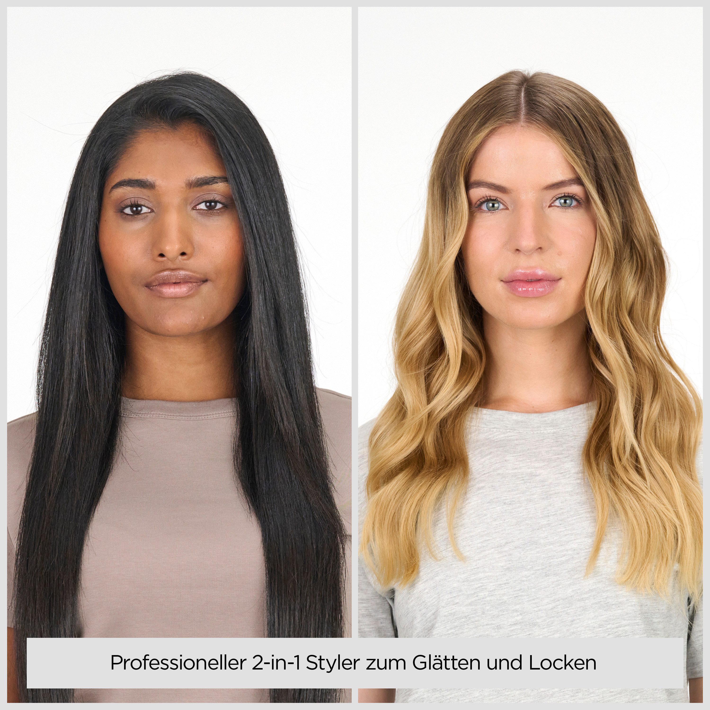 BaByliss Glätteisen Straight & Curl Glätteisen zum Glätten und Locken, ST486E Titan-Keramik, Titan-Keramikplatten, Ionen-Technologie, 5 Temperaturen