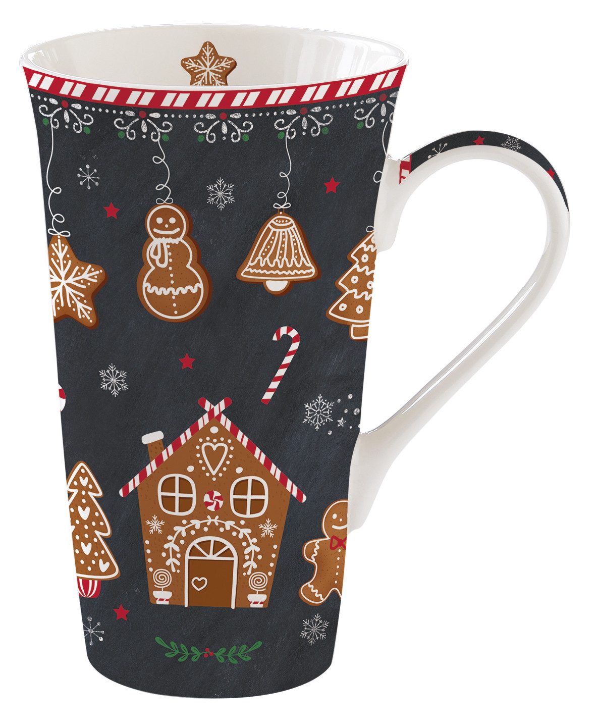 EasyLife Tasse Gingerbread, Porzellan, Spülmaschinengeeignet, Mehrfarbig, Motiv: Lebkuchenmann