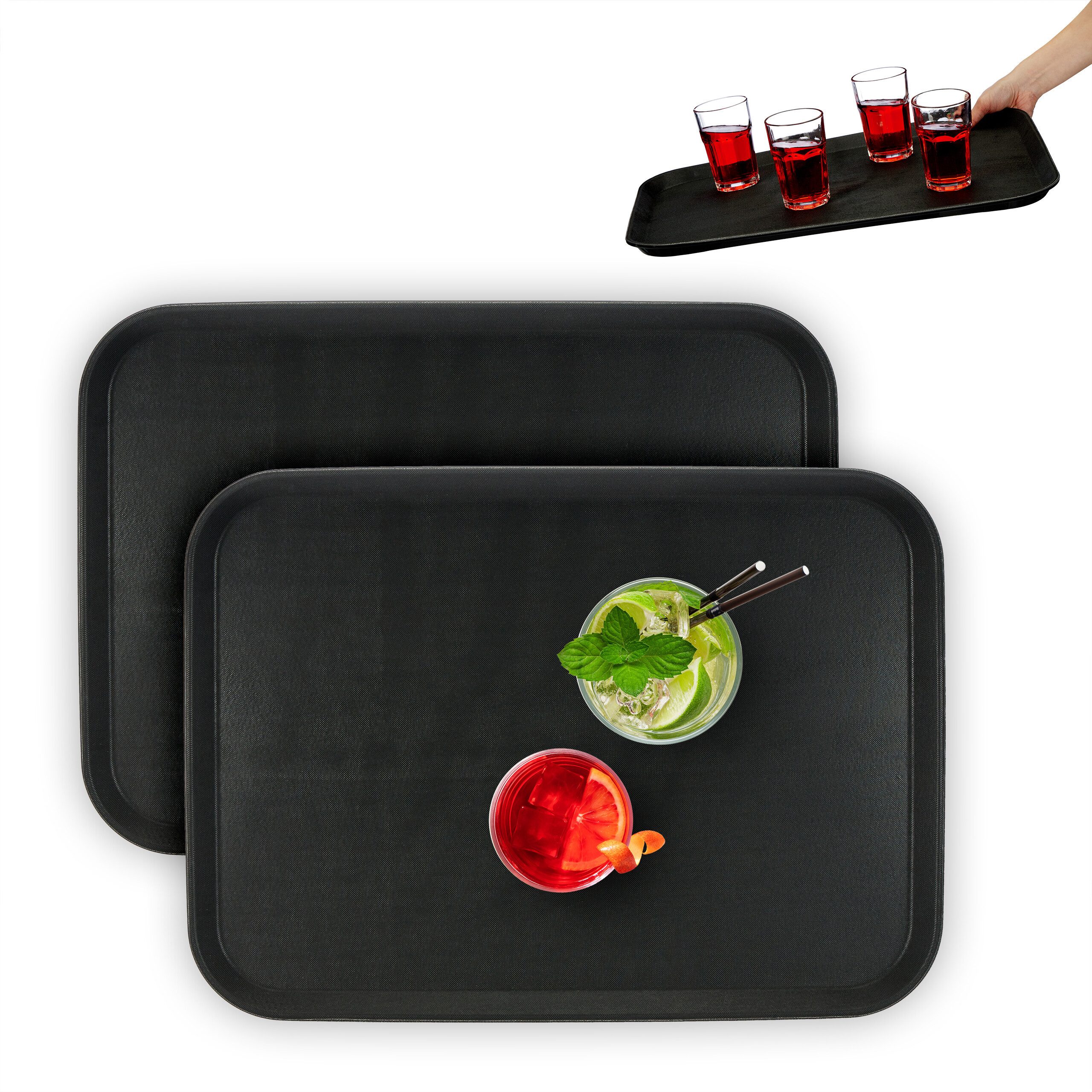 relaxdays Tablett 2er Set Serviertablett 56 x 41 cm, Kunststoff, (Set, 2-tlg., 2er Set)