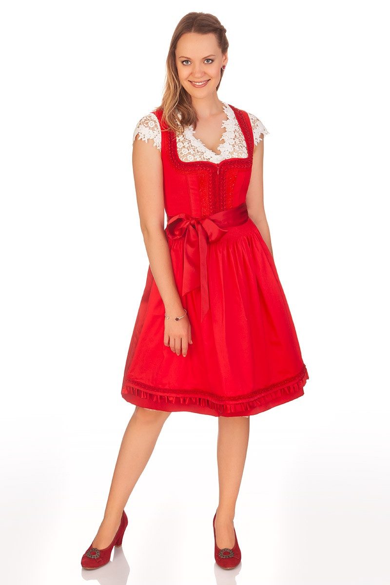 KRÜGER COLLECTION Dirndl Midi Dirndl 2tlg. - RUBY - kirschrot
