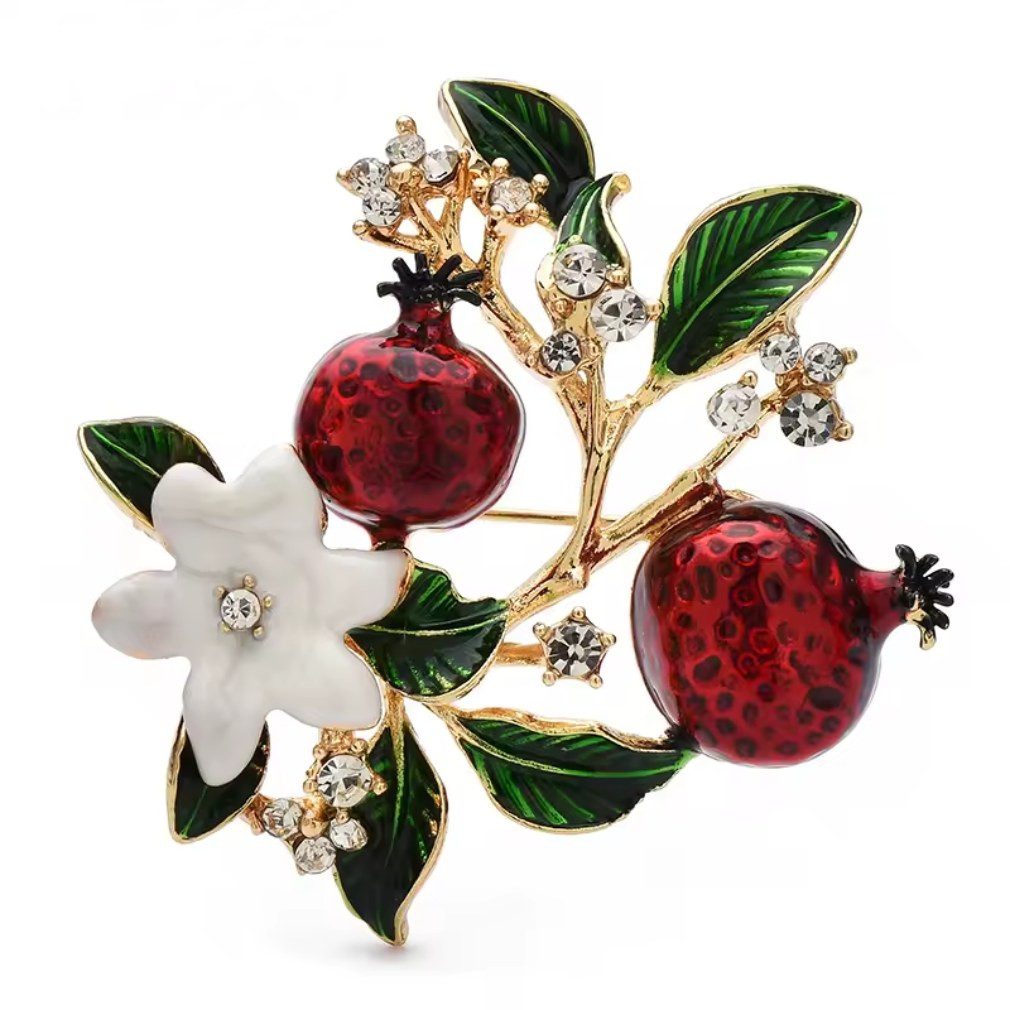 Dark-Desires Brosche Vintage Granatapfel Brosche mit Emaille und Strass, Da günstig online kaufen