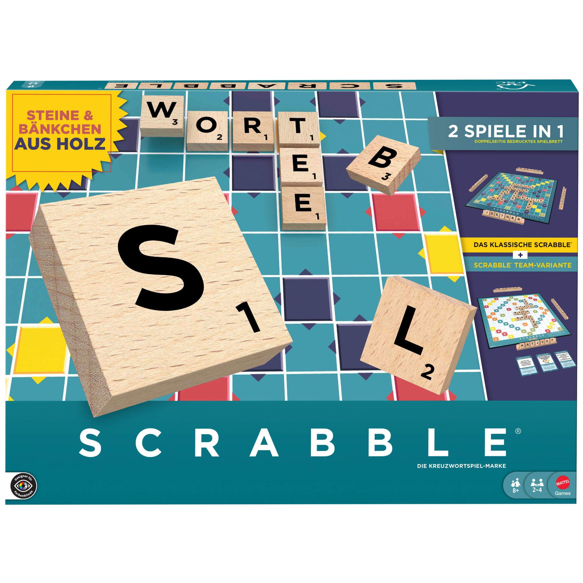 Mattel games Spiel Scrabble Original Holz “2 in 1”