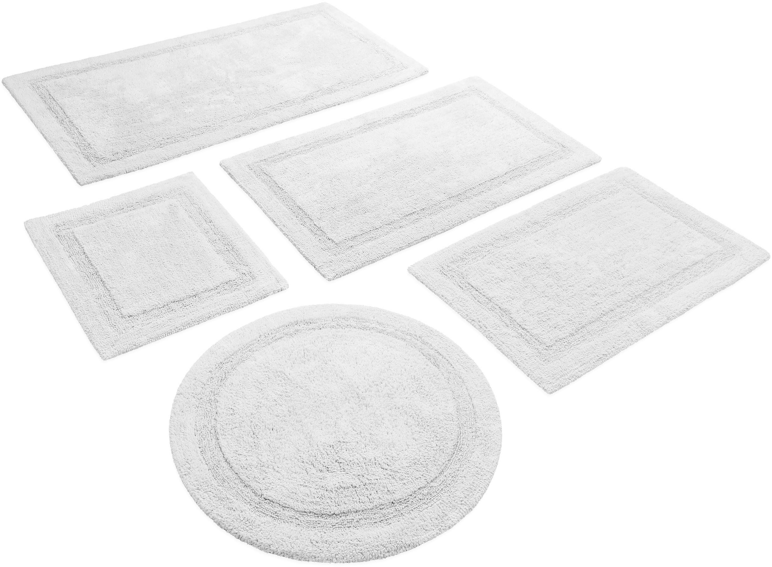 Wecon home Basics Badematte Knut, Höhe 20 mm, Baumwolle, rechteckig, waschbar, rutschfest, strapazierfähig, pflegeleicht, Bordüre, weich
