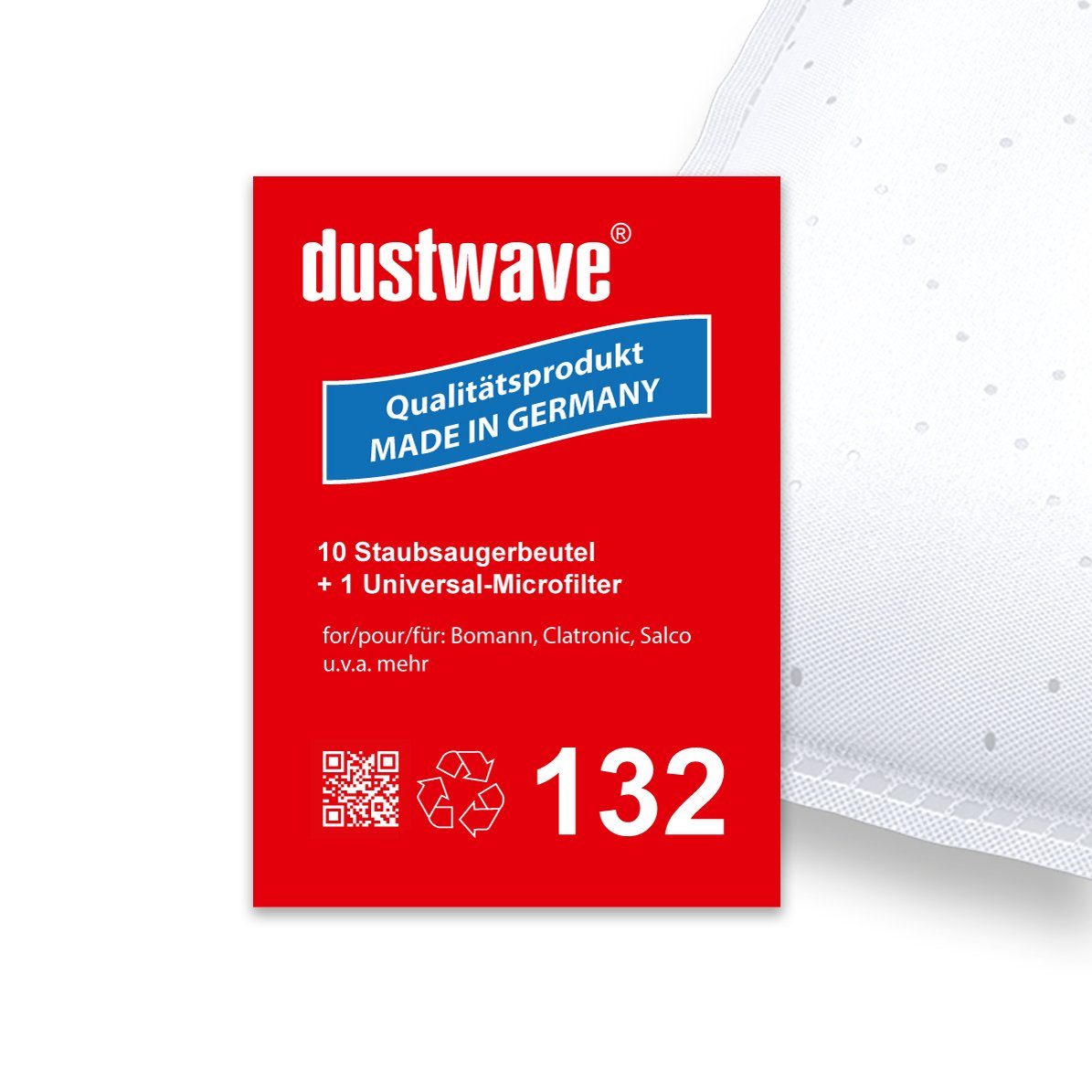 Dustwave Staubsaugerbeutel Sparpack, passend für Circon 4V14g, 10 St., Sparpack, 10 Staubsaugerbeutel + 1 Hepa-Filter (ca. 15x15cm - zuschneidbar)