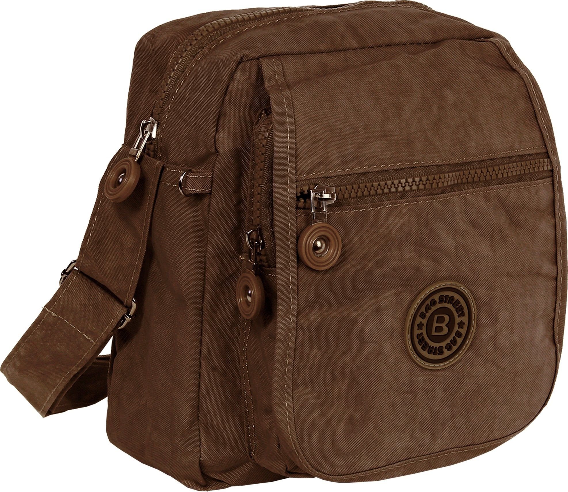 BAG STREET Umhängetasche Bag Street Damenhandtasche Umhängetasche (Umhängetasche), Damen, Jugend Umhängetasche Nylon, braun ca. 20cm x ca. 22cm