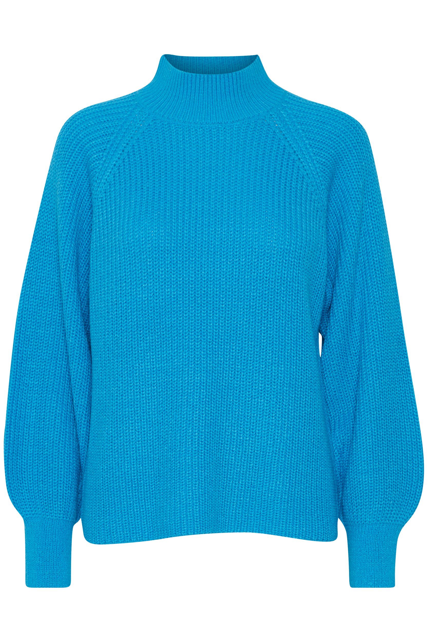 b.young Strickpullover Grobstrick mit Sweater Blau Pullover in Kragen 6692 mit Ballonärmeln