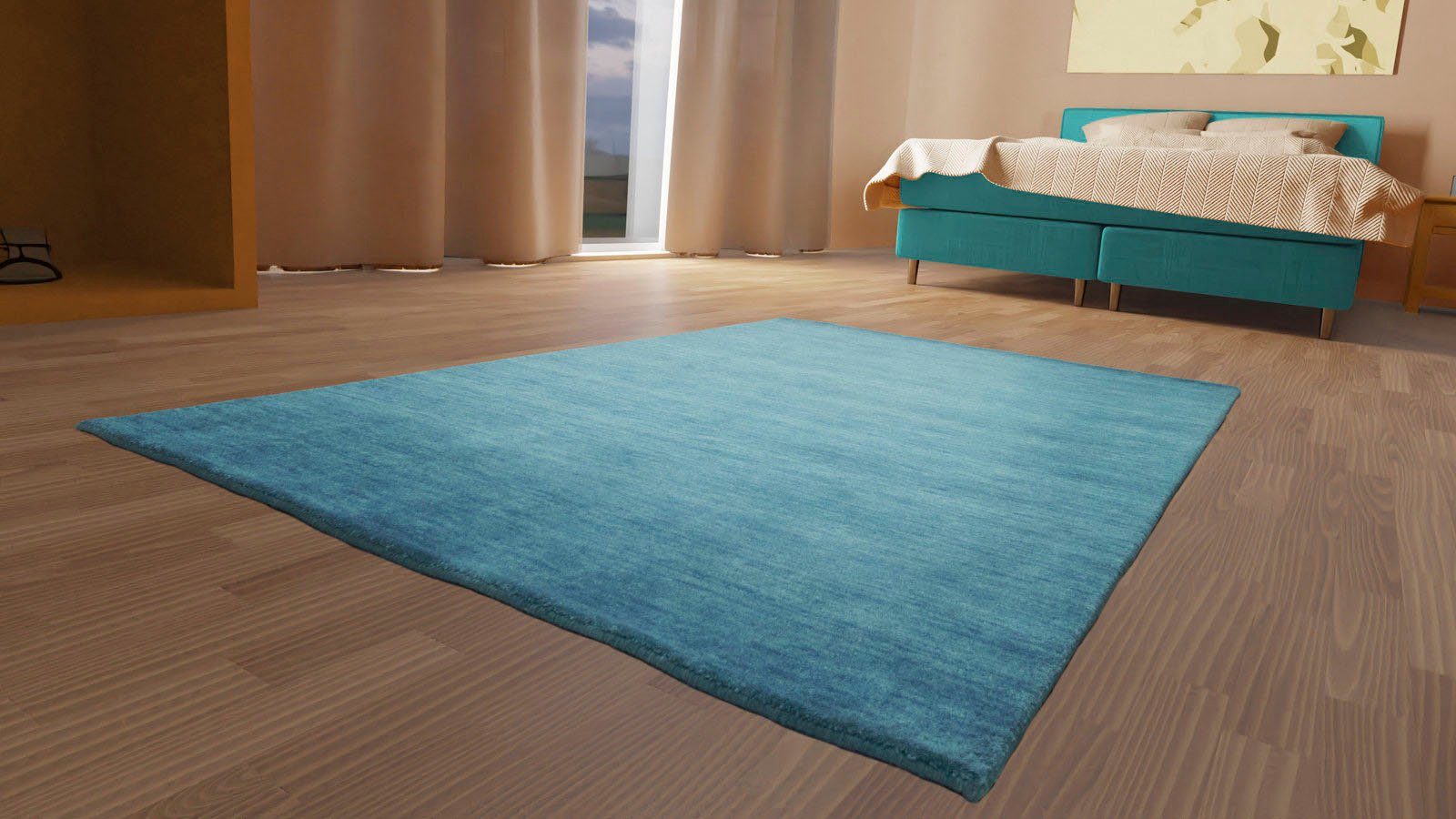 morgenland Wollteppich »Uni - Gabbeh Teppich - Softy«, rechteckig, 1,6 mm H günstig online kaufen