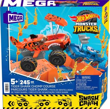 MEGA Spielzeug-Monstertruck MEGA Monster Trucks Tiger Shark Feuer-Rampe, inkl. 2 Autos & Zubehör