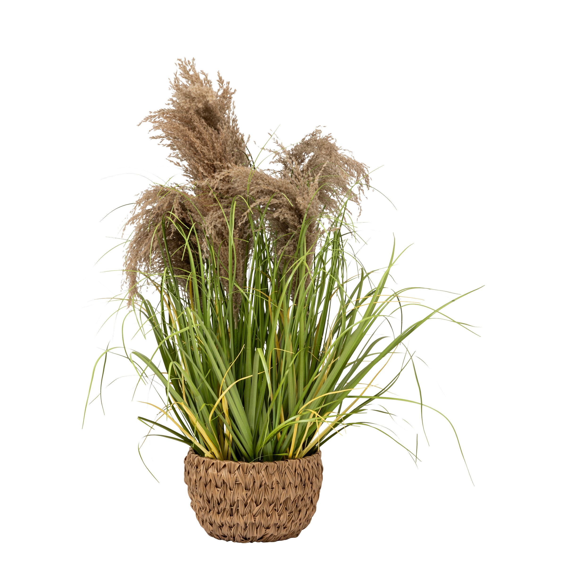 Kunstpflanze Künstliches Gras MAXIME im Flechttopf, 80 cm Zimmerpflanze, Atmosphera Créateur d'intérieur, Höhe 80 cm