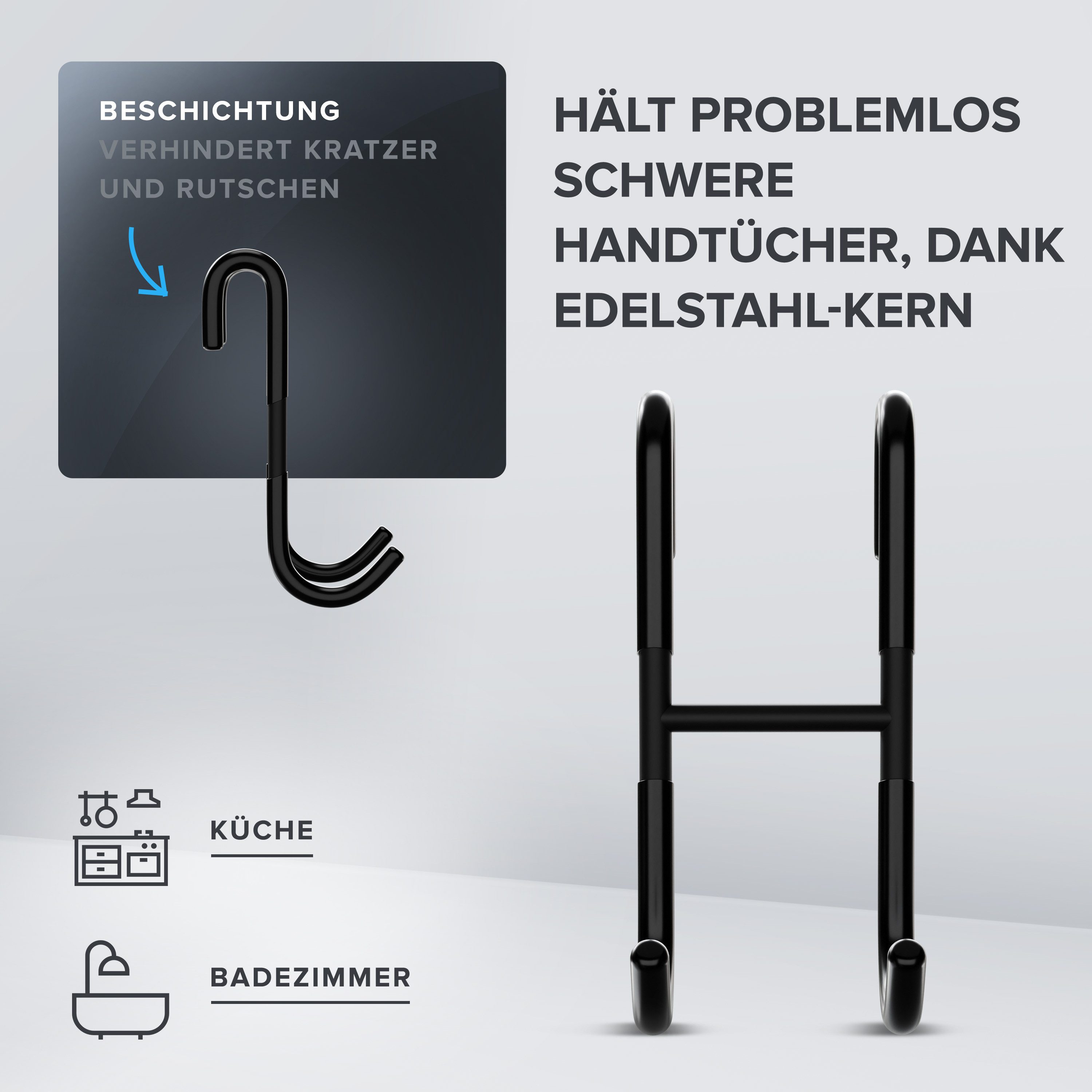 ovimar Handtuchhaken Donna, (Packung, 2-St., 2), aus Edelstahl in Schwarz z günstig online kaufen