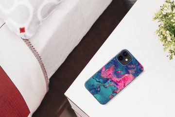 MuchoWow Handyhülle Marmor - Farbe - Rosa - Blau, Handyhülle Apple iPhone 12 Mini, Smartphone-Bumper, Print, Handy