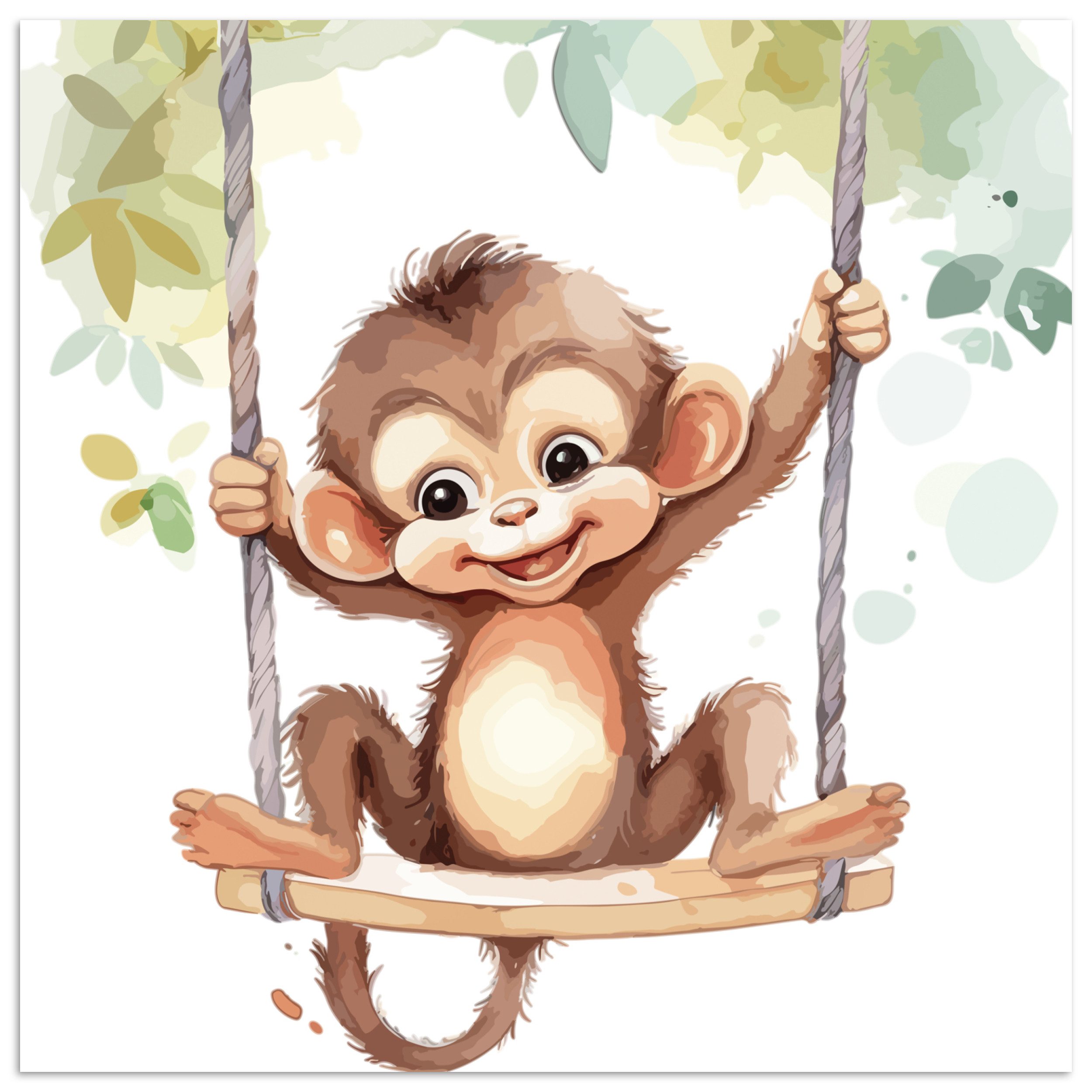 Poster Affe - Tier - Kinder - Dschungel - Kinderzimmer - Babyzimmer