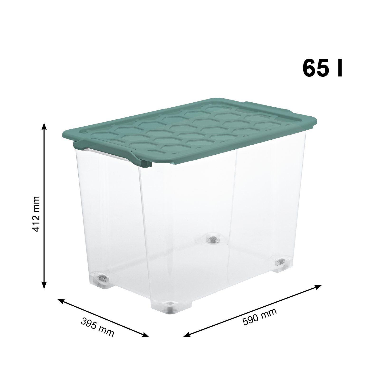 ROTHO Aufbewahrungsbox Evo Safe Keeping 3er-Set Kiste 65l mit Deckel und Rädern (Aufbewahrungsset, 3er-Set)