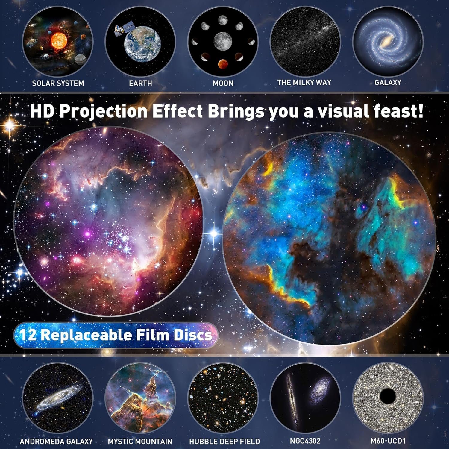 LED Planetarium Sternenhimmel autolock Diaprojektor Projektor Projektor Nachtlicht Galaxy