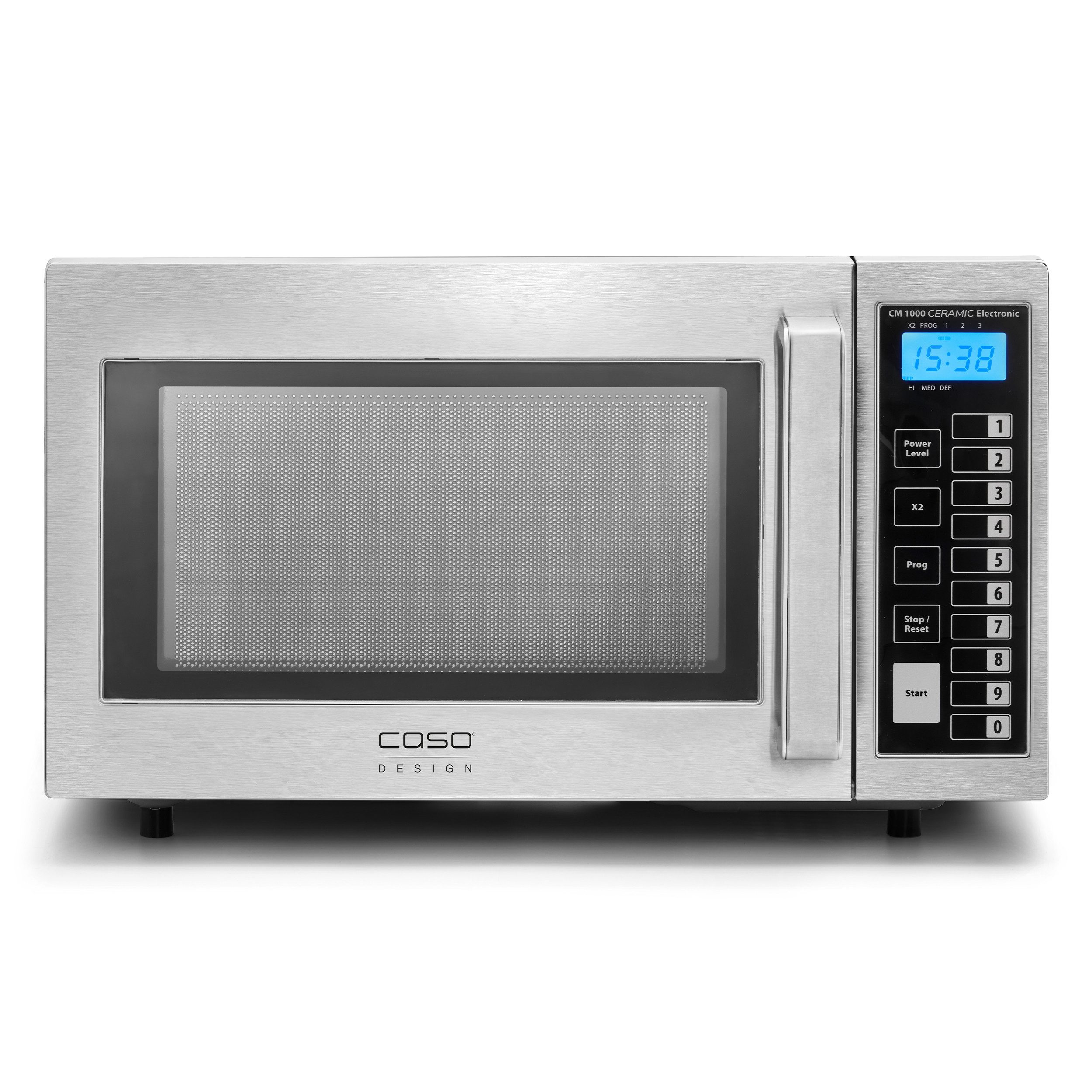 Caso Mikrowelle CM 1000 Ceramic Electronic, Mikrowelle, 25 l, Timerfunktion, Gehäuse und Innenraum aus Edelstahl, 25 Liter Garraum