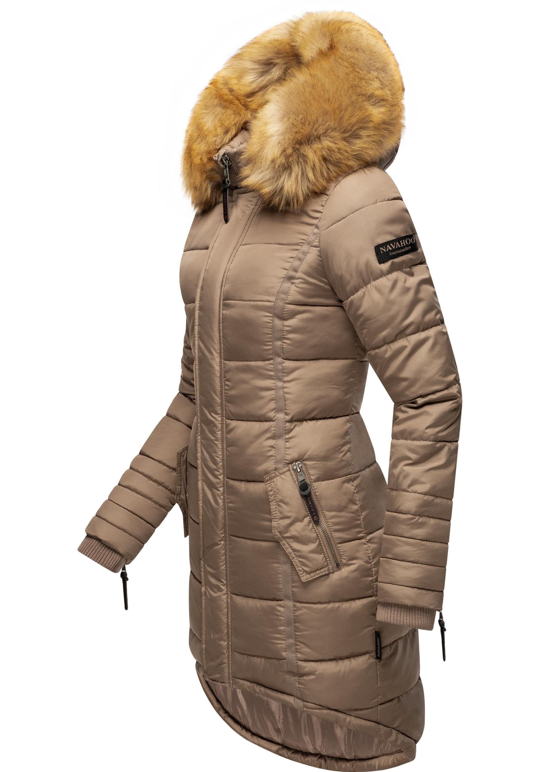 Navahoo Steppmantel "Papaya" hochwertiger Wintermantel m. edlem Fellimitat günstig online kaufen