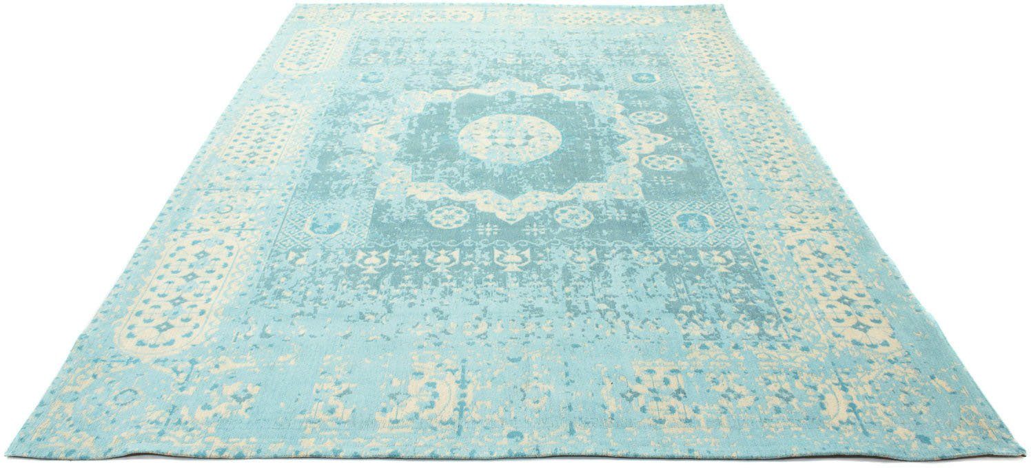Teppich VINTAGE LAGUNE, morgenland, rechteckig, Höhe: 6 mm, Handarbeit, Shabby Chic, Wohnzimmer blau