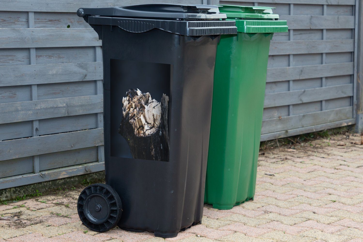 MuchoWow (1 Sticker, Baum Holz Wandsticker - - Mülltonne, Mülleimer-aufkleber, Abstrakt Container, Abfalbehälter St),