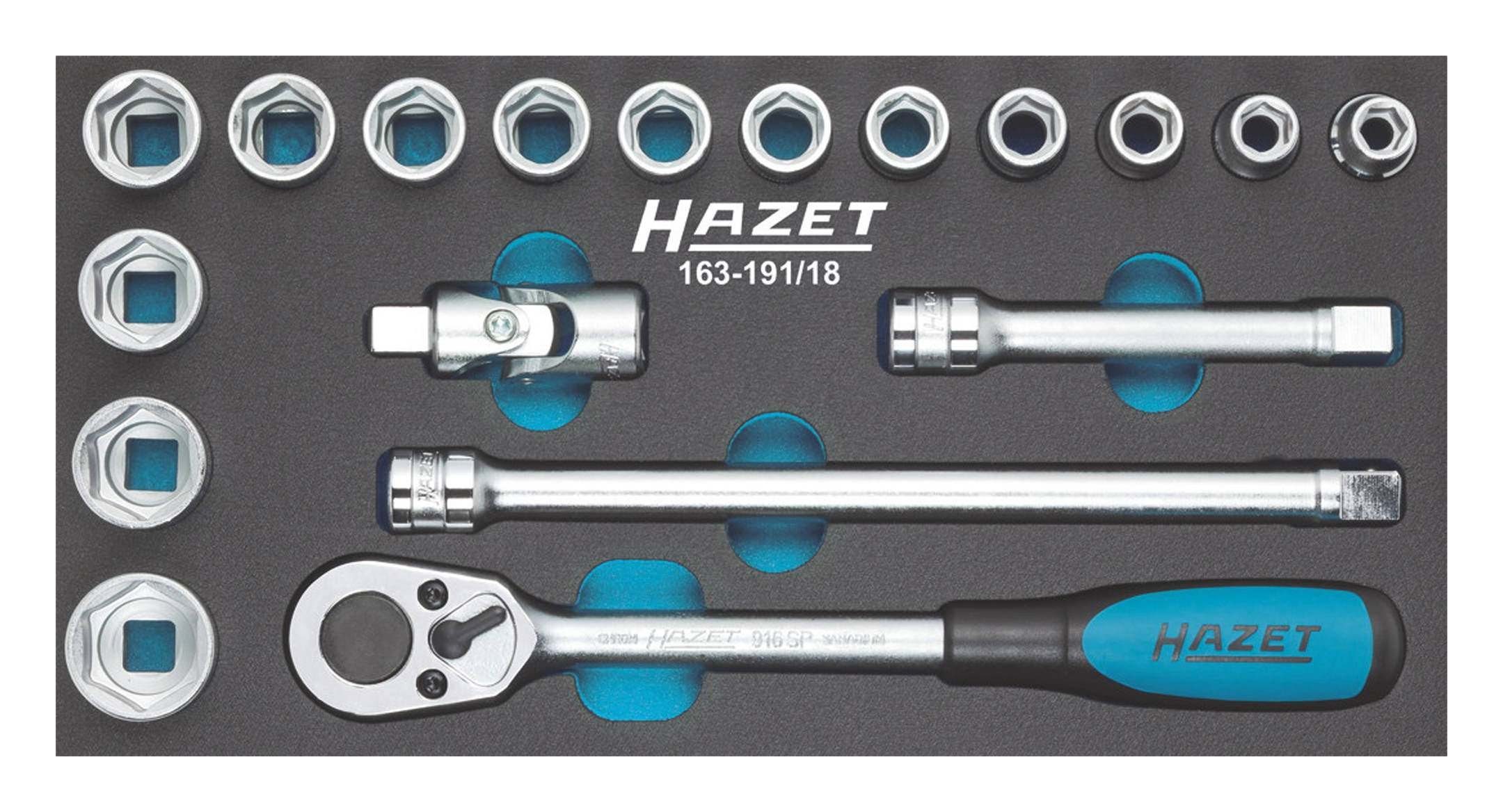 HAZET Steckschlüssel (18 St), Werkzeugmodul 163-191/18 1/2 | Steckschlüssel