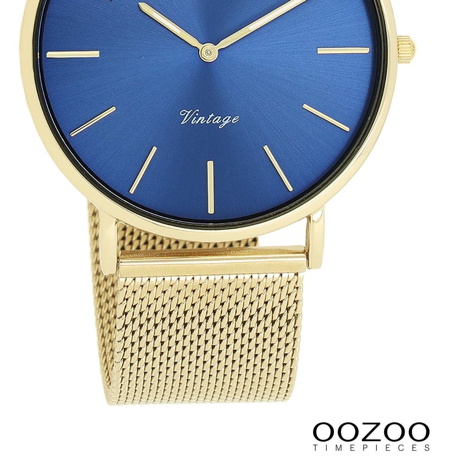 OOZOO Quarzuhr Oozoo Damen Armbanduhr Vintage Series, (Analoguhr), Damenuhr rund, groß (ca. 40mm) Metall, Mesharmband, Casual-Style