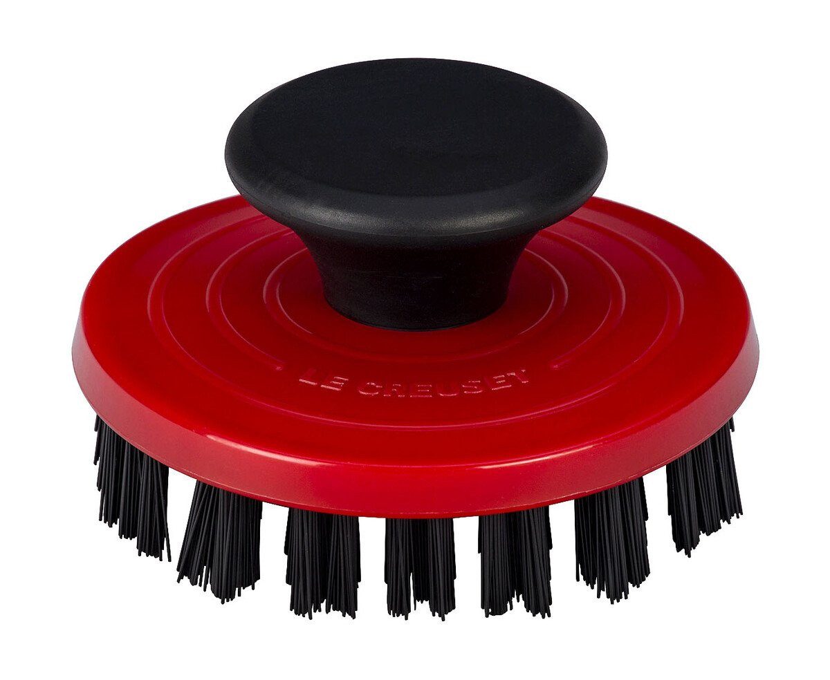 LE CREUSET Geschirr-Set Reinigungsbürste rund Ø 8cm schwarz / kirschrot