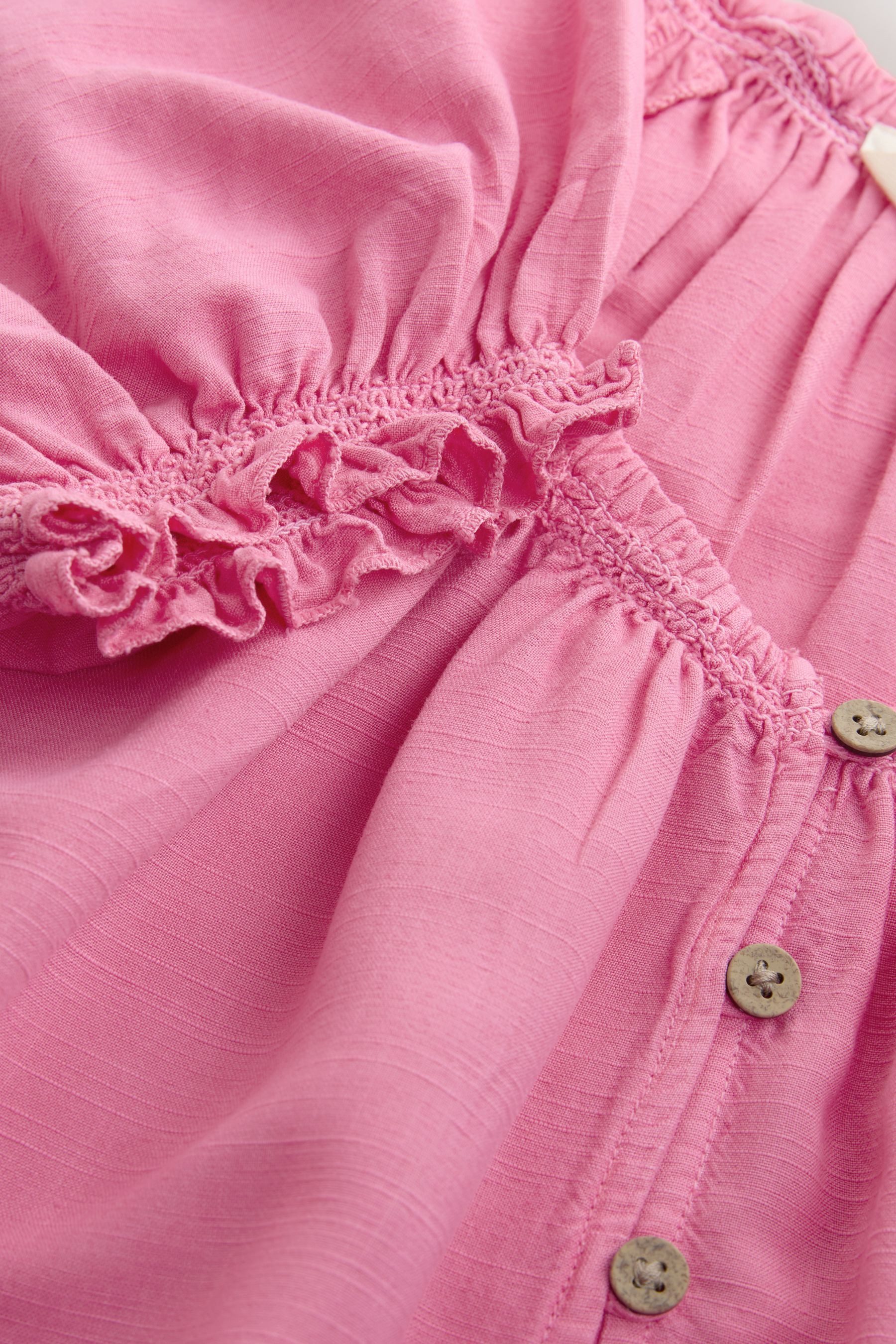 Next Carmenbluse Bardot-Oberteil mit Puffärmeln und Leinenanteil (1-tlg)