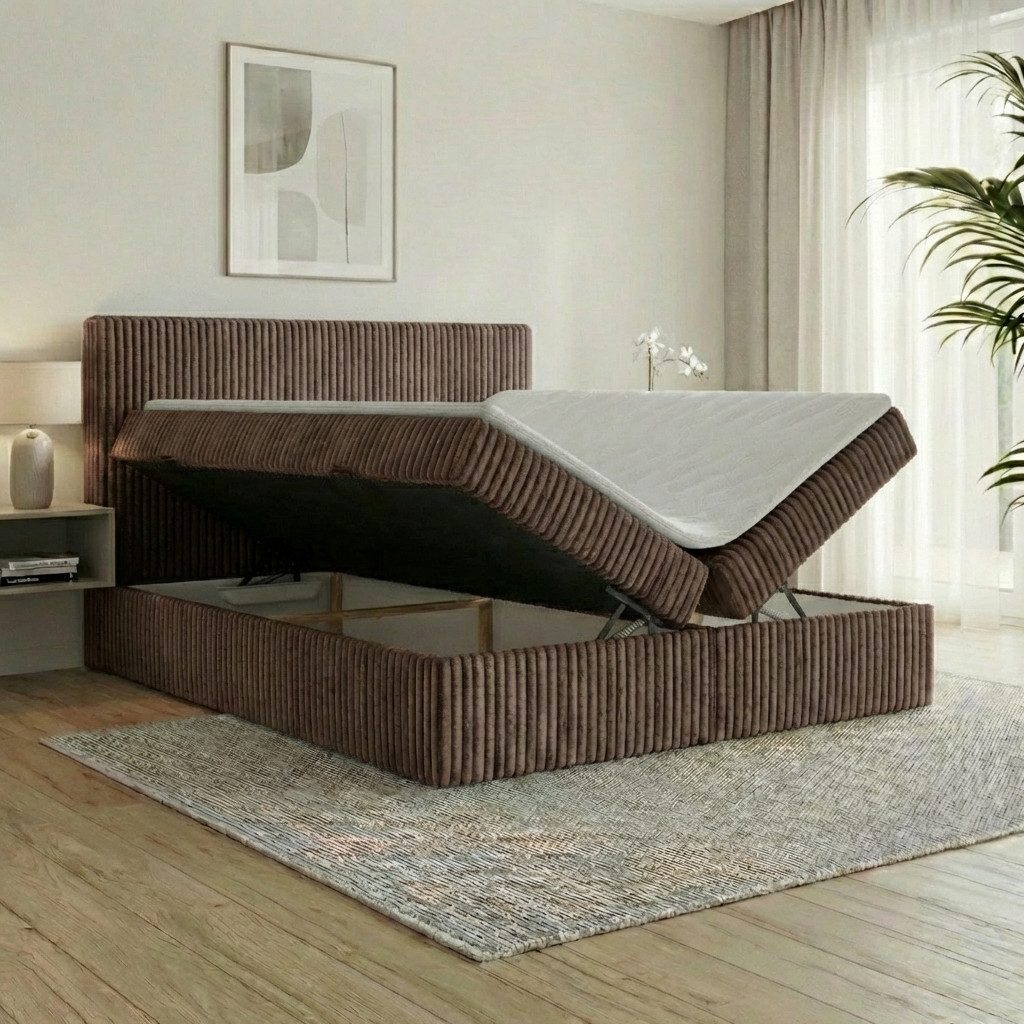 A&J MöbelLand GmbH Boxspringbett RALF mit Bettkasten, Topper und gepolstertem Kopfteil. (Boxspringbett mit Bettkasten und gepolstertem Kopfteil) – Bild 3 von 5