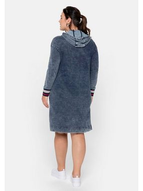 Sheego Sweatkleid Große Größen in Moonwashed-Denim-Optik