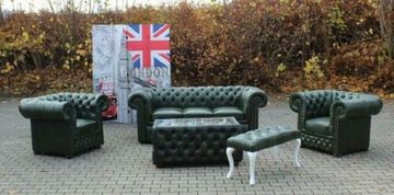 JVmoebel Chesterfield-Sofa Chestefield Ledersofa Sofagarnitur 100% Rindsleder Sofa Couch, Made in Europe