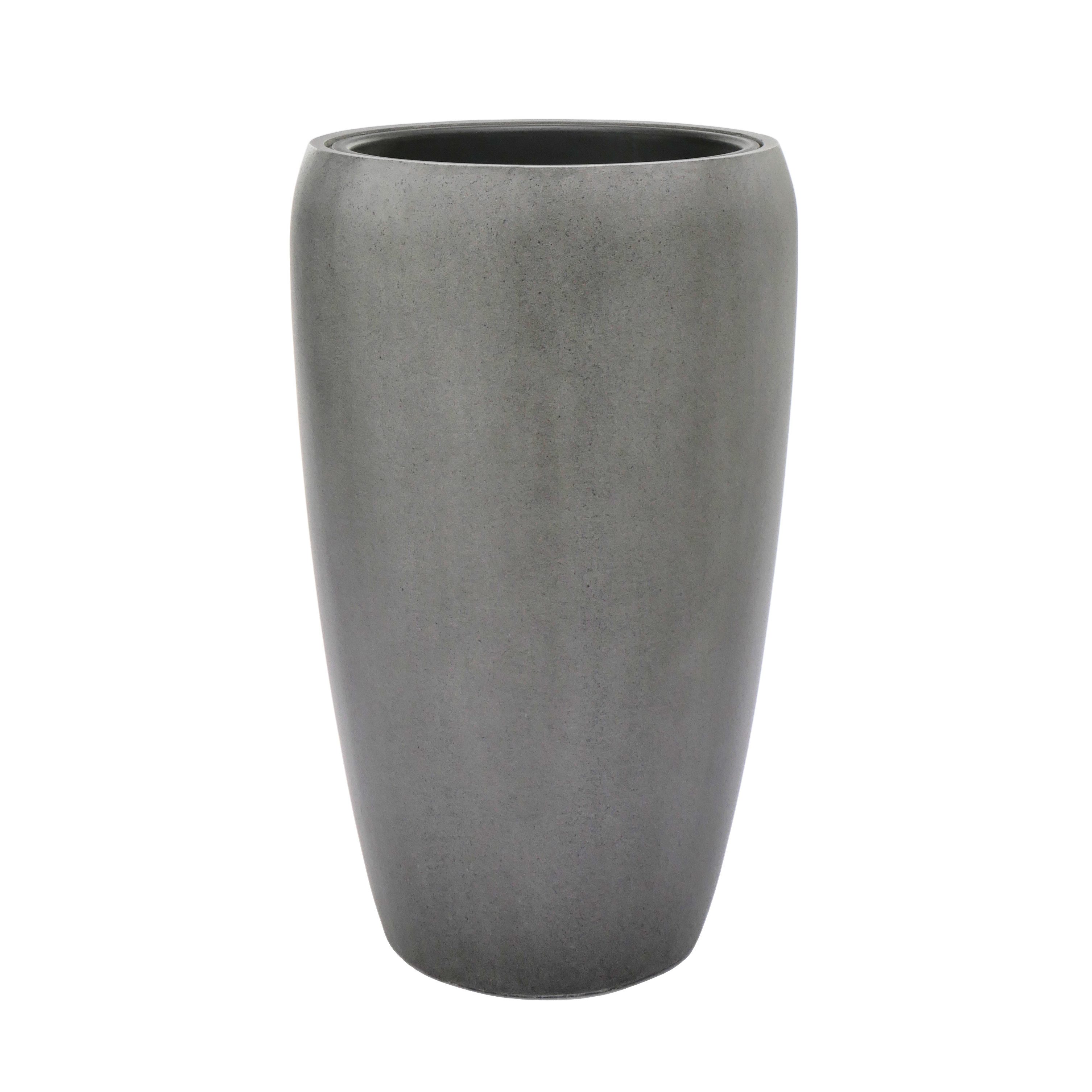 Flingora Bodenvase Gloria, mit Einsatz - Fiberglas - Indoor & Outdoor - Staubgrau - Höhe 68 cm