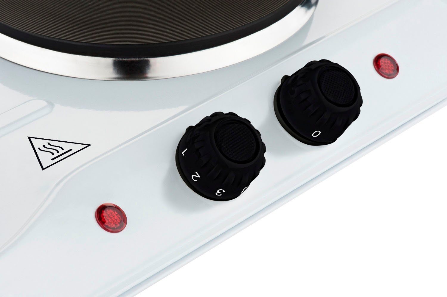 Hyundai Doppelkochplatte EP310W, 2500W, 2 Gussplatten: Ø 18,5 cm/1500W; 15,5 cm /1000W, Thermosicherung