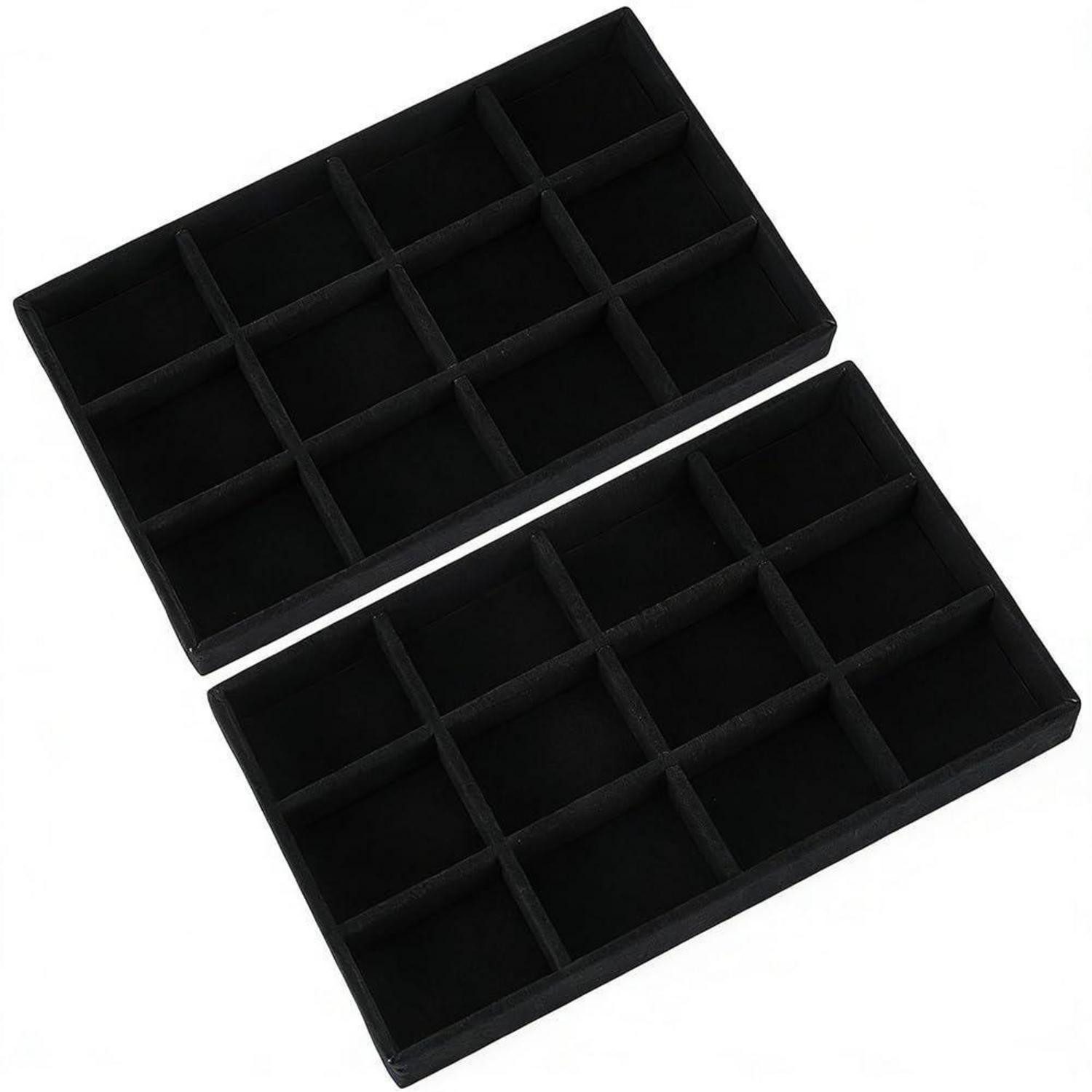 LuxusKollektion Schmuck Etagere Schmuckaufbewahrung 12 Fächer Schwarz