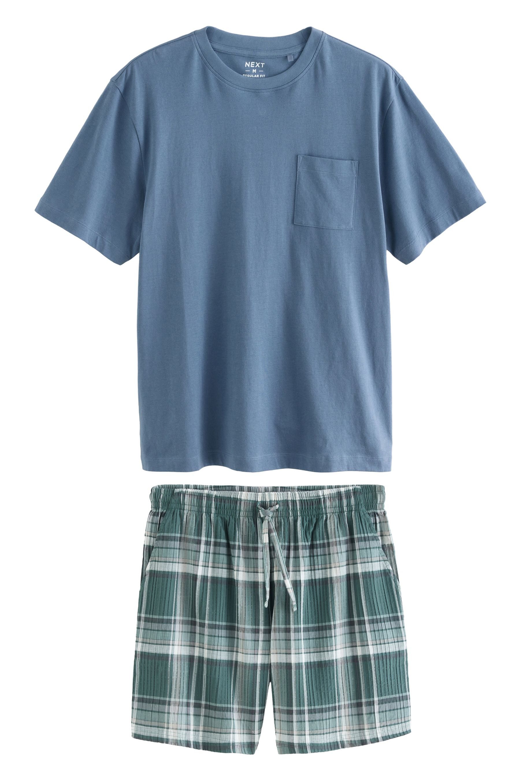 Pyjama Kurzer Schlafanzug aus Webmaterial mit Karos