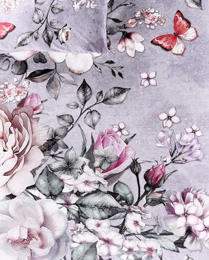 Bettwäsche 135x200cm Digitaldruck Blüten Schmetterling Bierbaum, JACK, Mako-Satin, 2 teilig, seidiger Glanz, elegantes Motiv