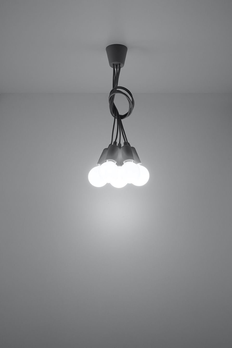 Leuchtmittel, 5-flmg bis NESSA, Wohnzimmer Pendelleuchte Tiefe Hängelampe ohne Büro Jugendzimmer Grau 90cm Licht-Erlebnisse