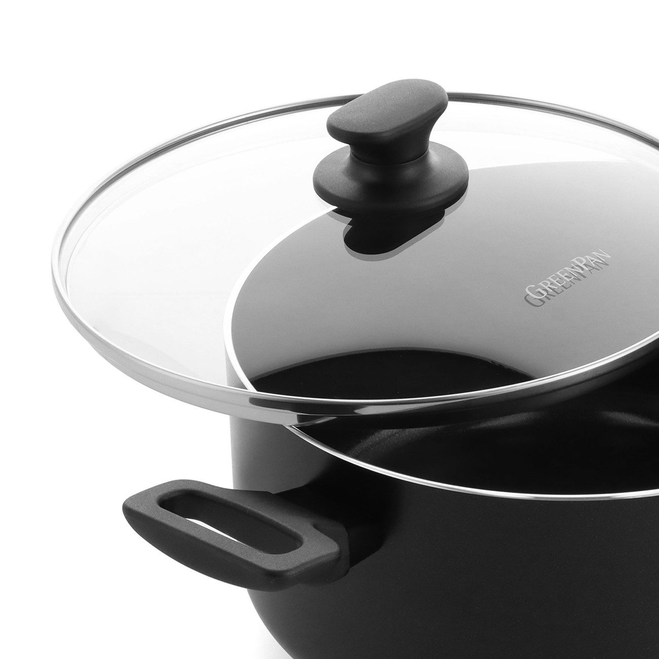 GREENPAN Kasserolle Essence 24 cm schwarz Kasserolle Antihaft spülmaschinenfest Aluminium, Aluminium, PFAS-freie Thermolon-Antihaftbeschichtung, Einfache Benutzung