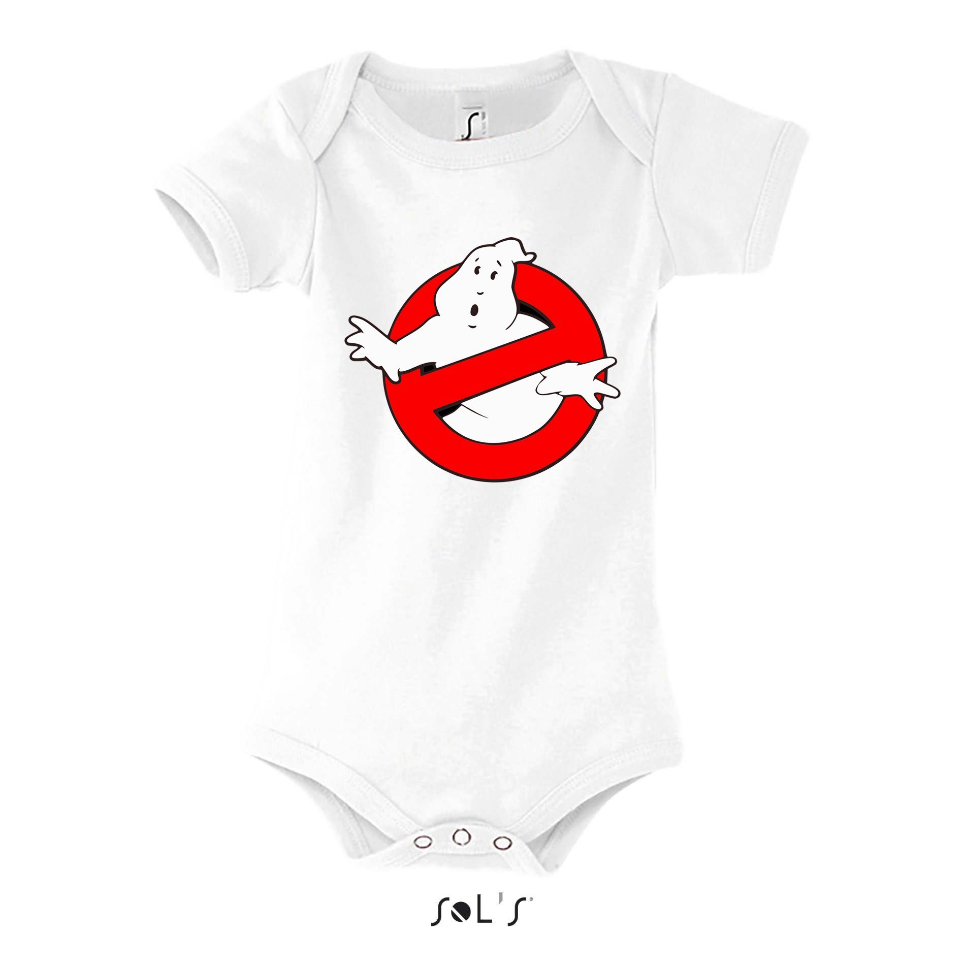 Blondie & Kinder Ghostbusters Strampler Baby mit Ghost Weiß Brownie Geister Geisterjäger Druckknopf
