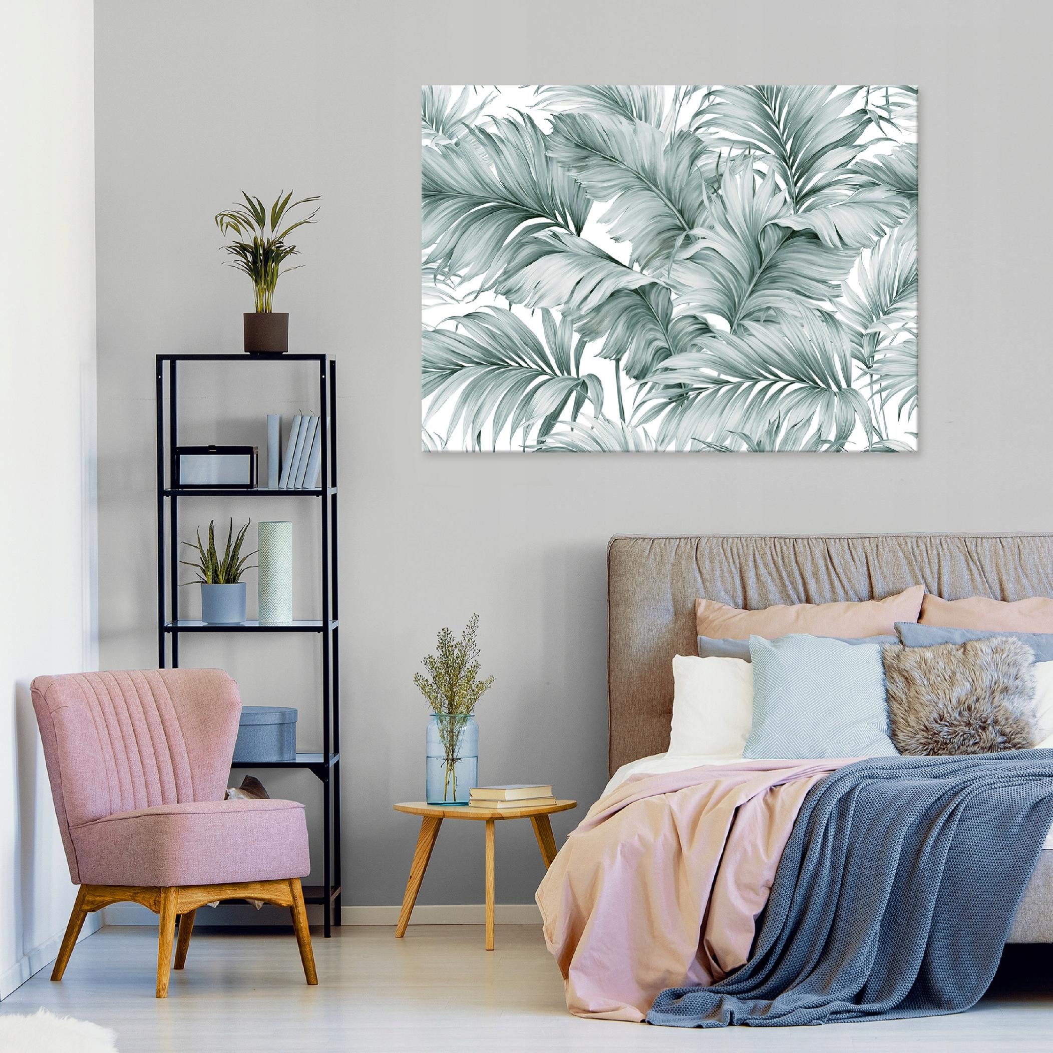 Wallarena Leinwandbild Blätter farbintensiv langlebig Schlafzimmer Wohnzimmer 60x40 cm, Blätter, 40 x 30 cm